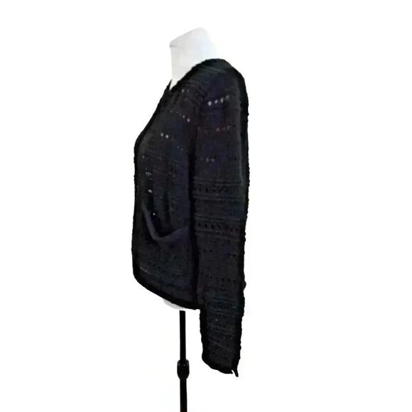 ZARA KNIT Womens Open Weave Crochet SWEATER - Size SMALL - Black Tassel … - Picture 3 of 10